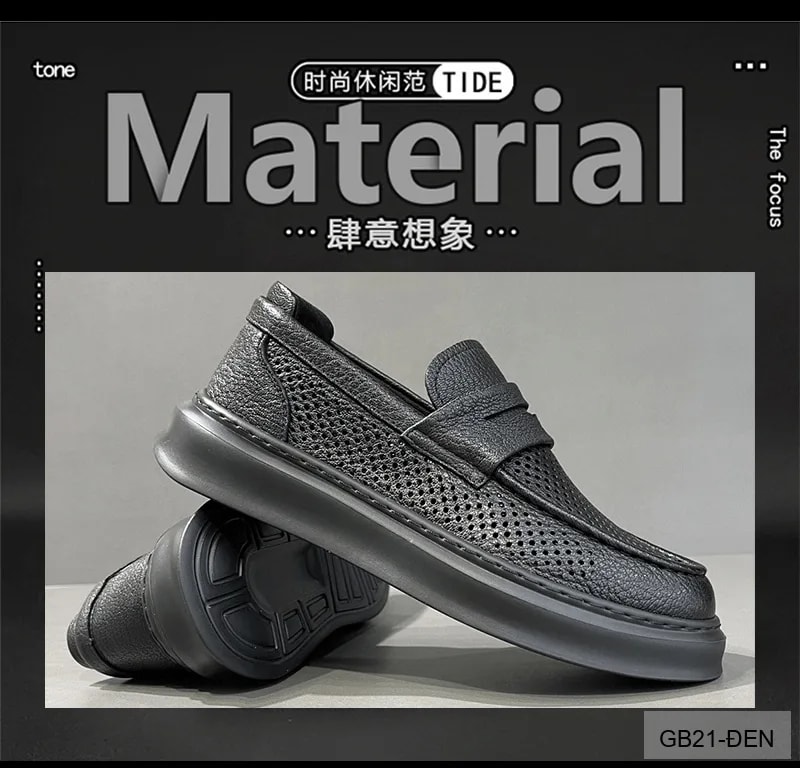 GB21 - Giày lười nam mùa hè da mềm thiết kế thoáng khí - ảnh 13