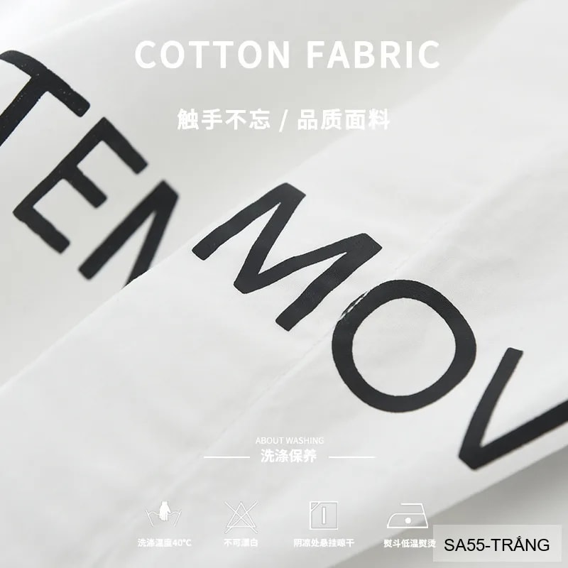 SA55 - Áo sơ mi nam tay dài in chữ phong cách Nhật Bản, form rộng, cotton 100% - ảnh 4