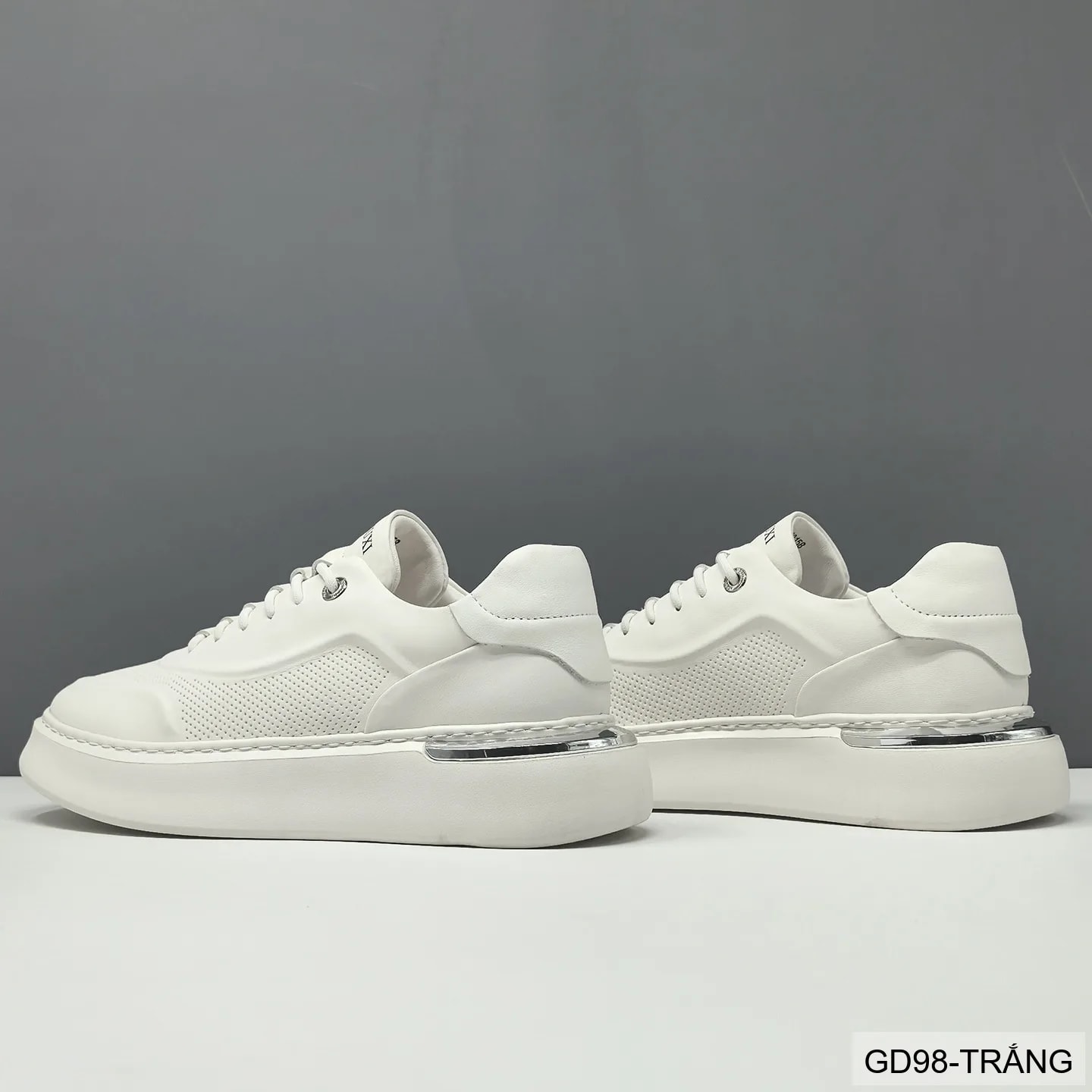 GD98 - Giày thể thao nam trắng da bò cao cấp, thiết kế retro tăng chiều cao, thoáng khí, phong cách casual - ảnh 4