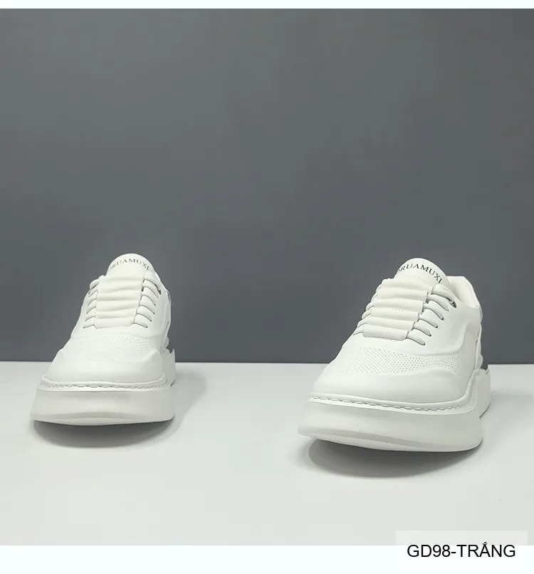 GD98 - Giày thể thao nam trắng da bò cao cấp, thiết kế retro tăng chiều cao, thoáng khí, phong cách casual - ảnh 12
