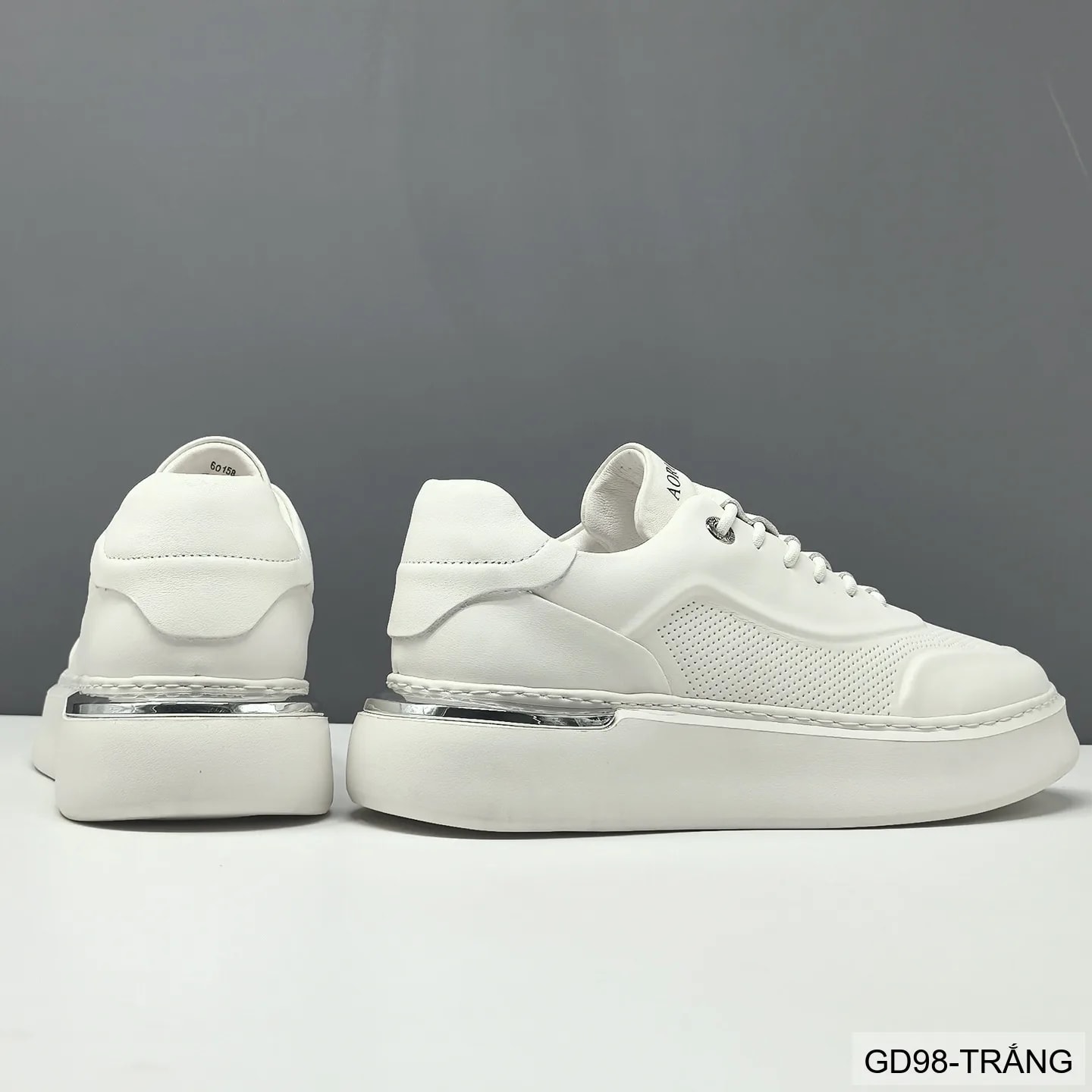 GD98 - Giày thể thao nam trắng da bò cao cấp, thiết kế retro tăng chiều cao, thoáng khí, phong cách casual - ảnh 5