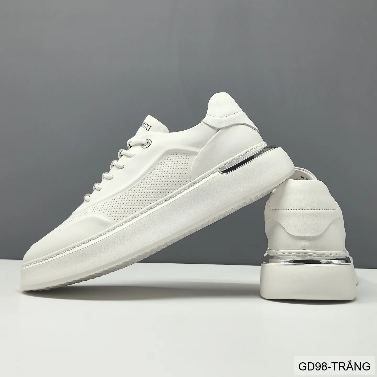 GD98 - Giày thể thao nam trắng da bò cao cấp, thiết kế retro tăng chiều cao, thoáng khí, phong cách casual - ảnh 6