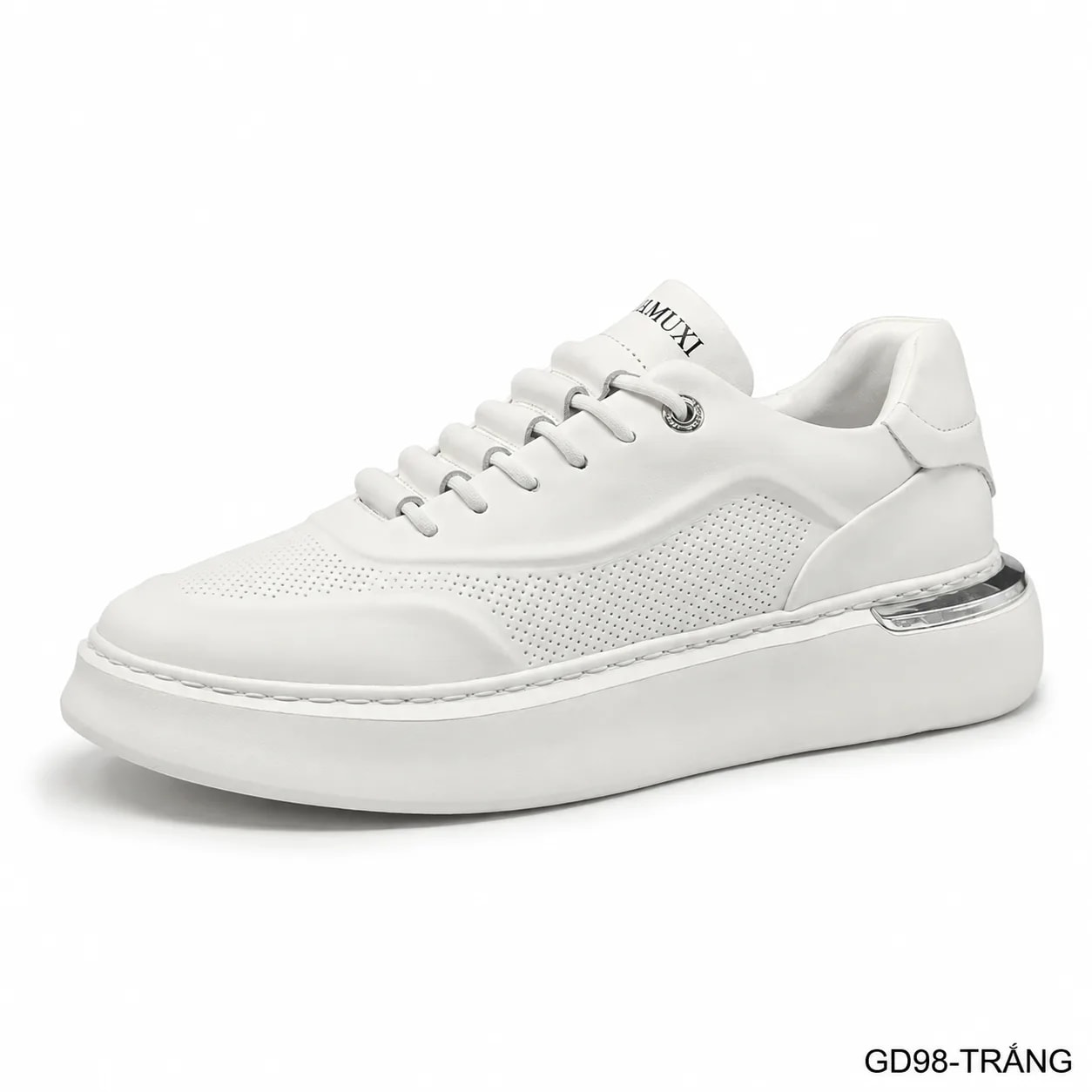 GD98 - Giày thể thao nam trắng da bò cao cấp, thiết kế retro tăng chiều cao, thoáng khí, phong cách casual