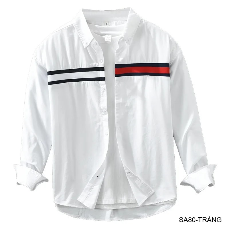 SA80 - Áo sơ mi nam tay dài phong cách Nhật Bản, chất cotton mềm mại, cổ bẻ, thiết kế sọc ngang thời trang - ảnh 11