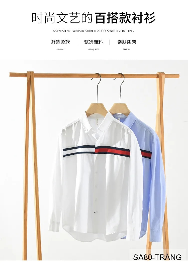 SA80 - Áo sơ mi nam tay dài phong cách Nhật Bản, chất cotton mềm mại, cổ bẻ, thiết kế sọc ngang thời trang - ảnh 12