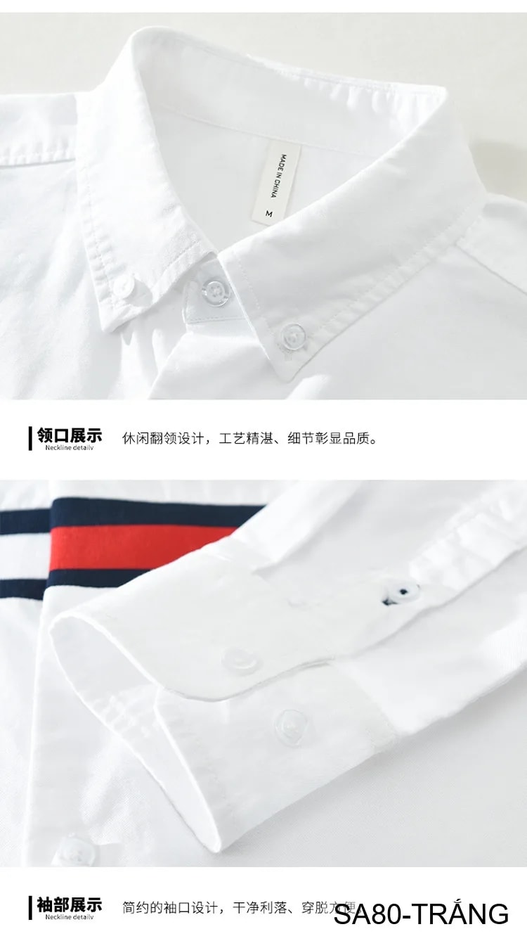 SA80 - Áo sơ mi nam tay dài phong cách Nhật Bản, chất cotton mềm mại, cổ bẻ, thiết kế sọc ngang thời trang - ảnh 15