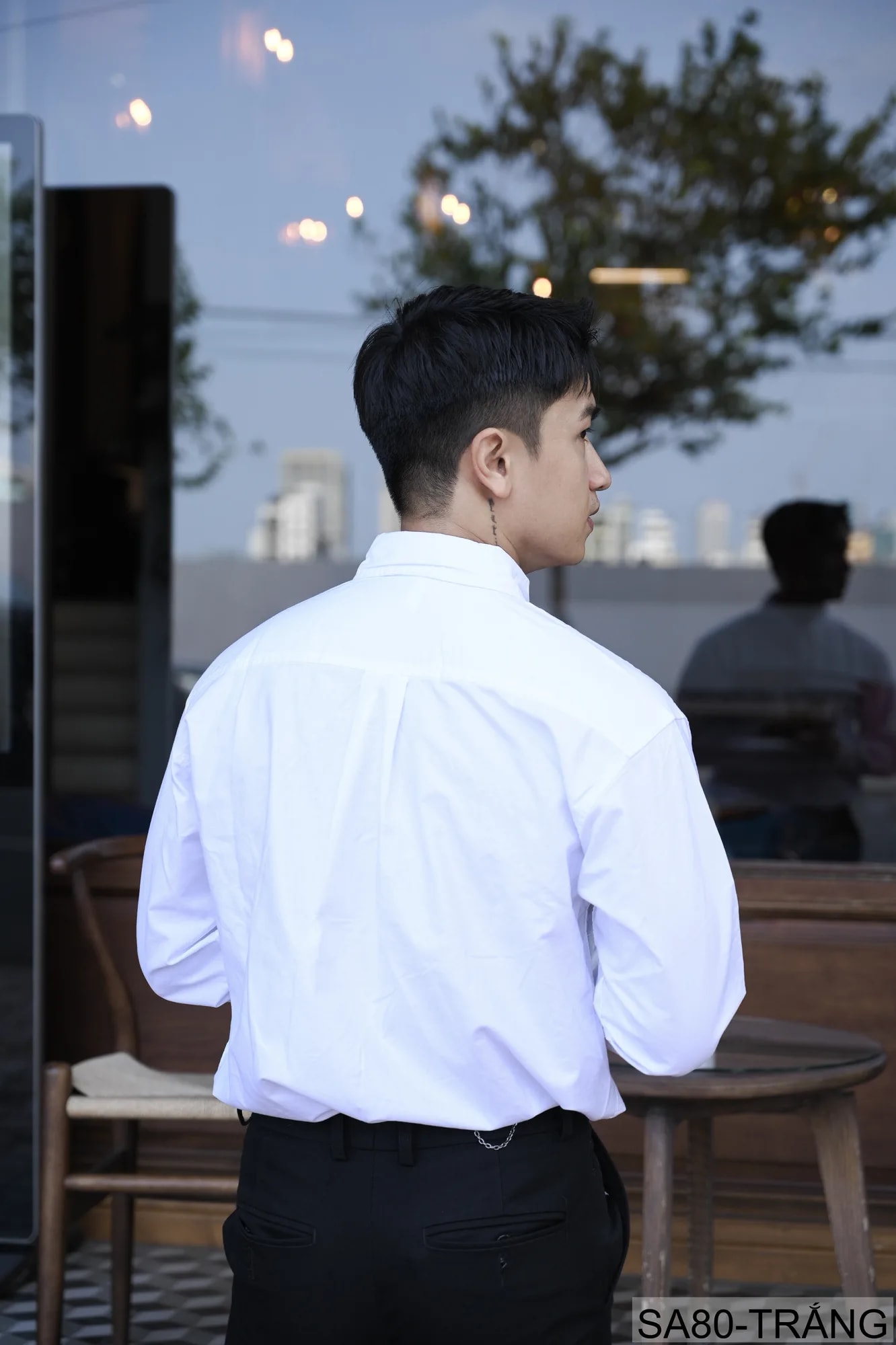 SA80 - Áo sơ mi nam tay dài phong cách Nhật Bản, chất cotton mềm mại, cổ bẻ, thiết kế sọc ngang thời trang - ảnh 4
