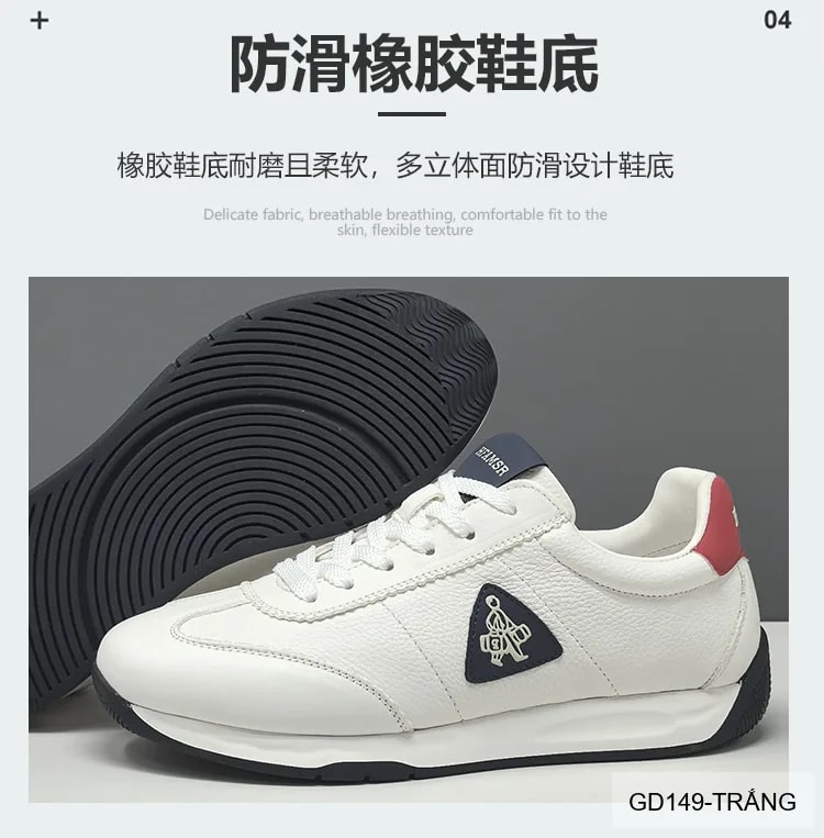 GD149 - Giày thể thao nam phong cách retro, thoáng khí, đế dày êm ái, phối màu trắng đen - ảnh 16