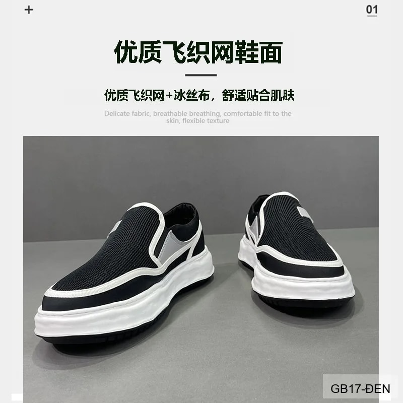 GB17 - Giày thể thao nam đế dày phối màu đen trắng phong cách retro dễ phối đồ - ảnh 16