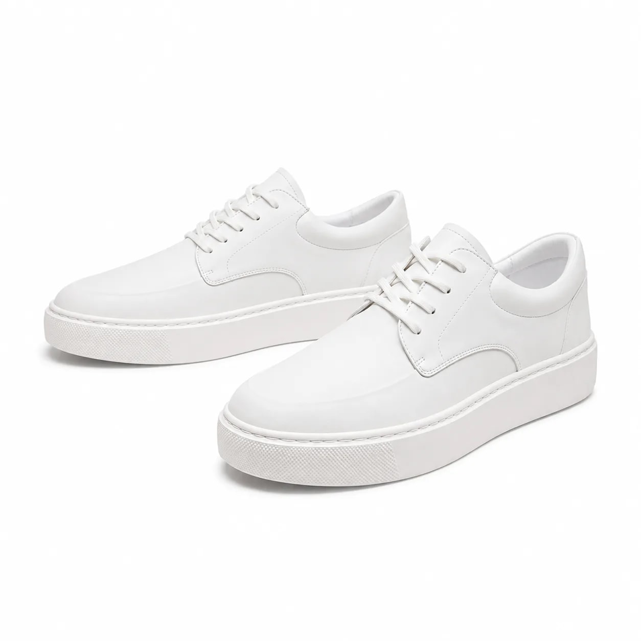 GA1 - Giày da thật nam Lin Sen trắng, kiểu casual thời thượng, đế cao su êm ái, phối dây buộc - ảnh 3