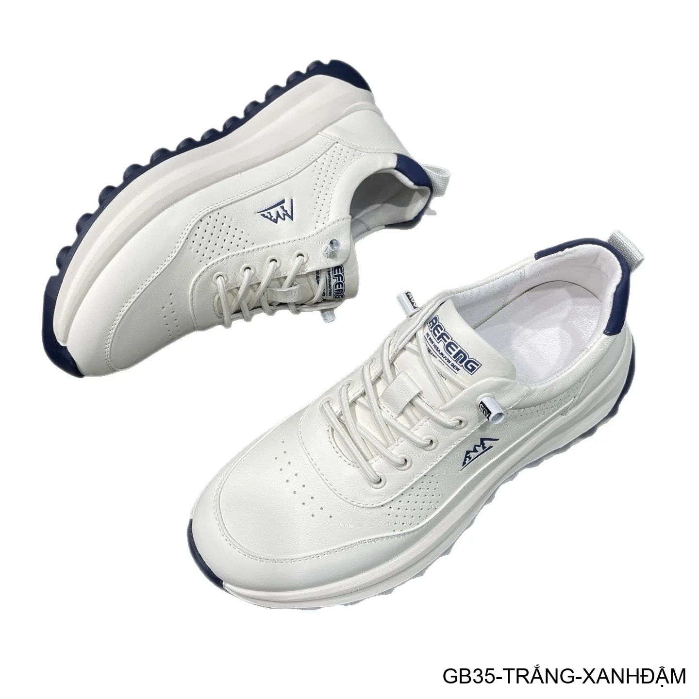 GB35 - Giày thể thao nam da thật đục lỗ, đế mềm nhẹ màu trắng, kiểu dáng thời trang, thoáng khí cho chạy bộ và đi chơi - ảnh 6