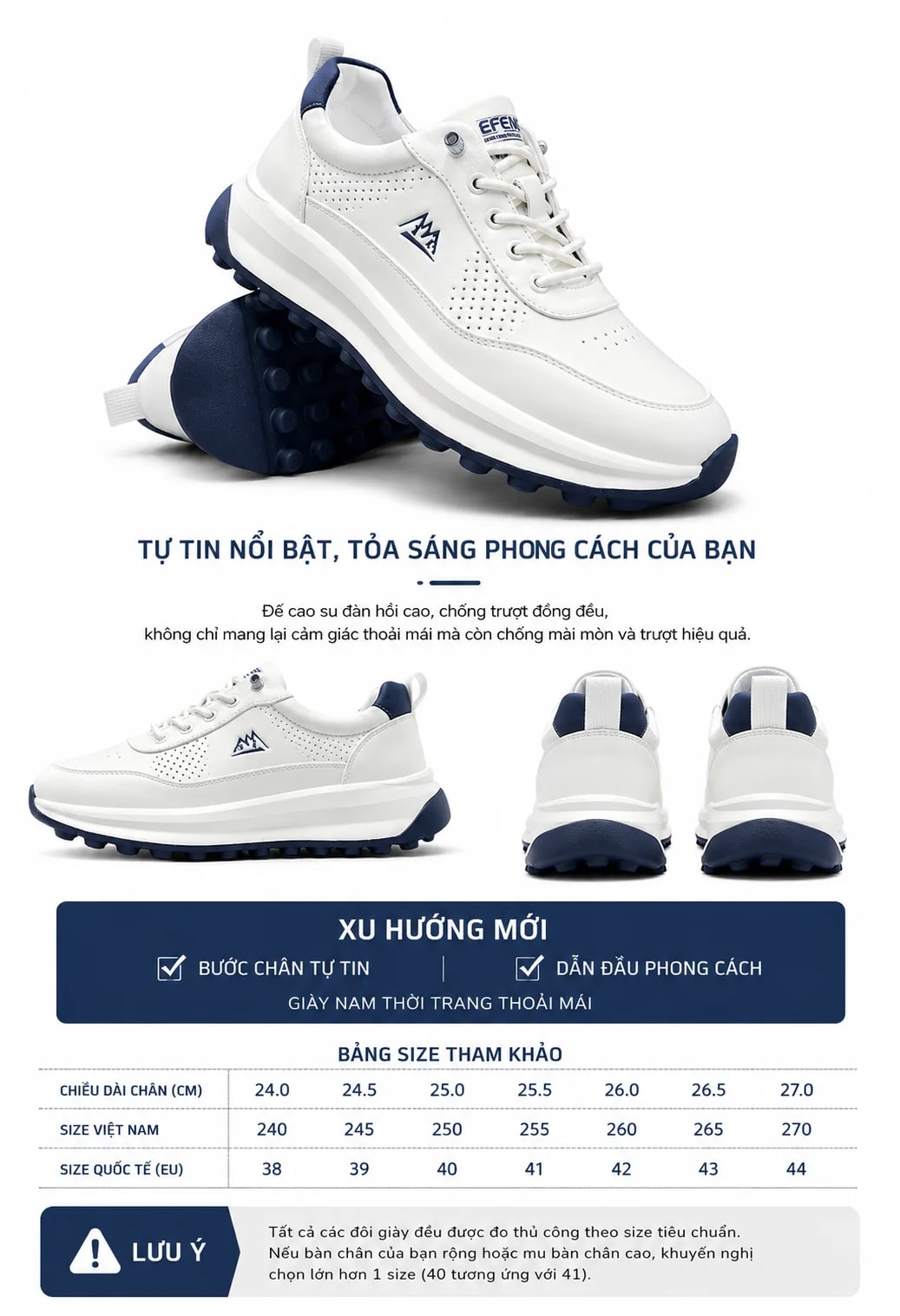 GB35 - Giày thể thao nam da thật đục lỗ, đế mềm nhẹ màu trắng, kiểu dáng thời trang, thoáng khí cho chạy bộ và đi chơi - ảnh 11