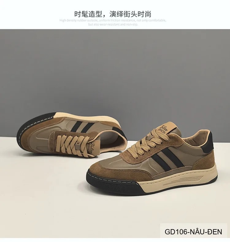 GD106 - Giày thể thao nam phối màu thời thượng, đế thấp êm chân, da bò cao cấp - ảnh 6