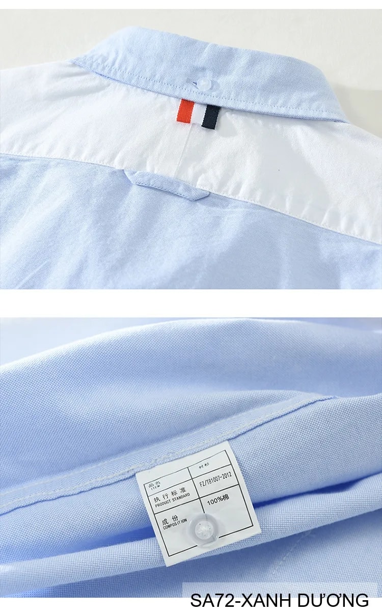 SA72 - Áo sơ mi dài tay phối màu xanh dương trắng phong cách Nhật, form rộng rãi, chất cotton mềm mại - ảnh 11