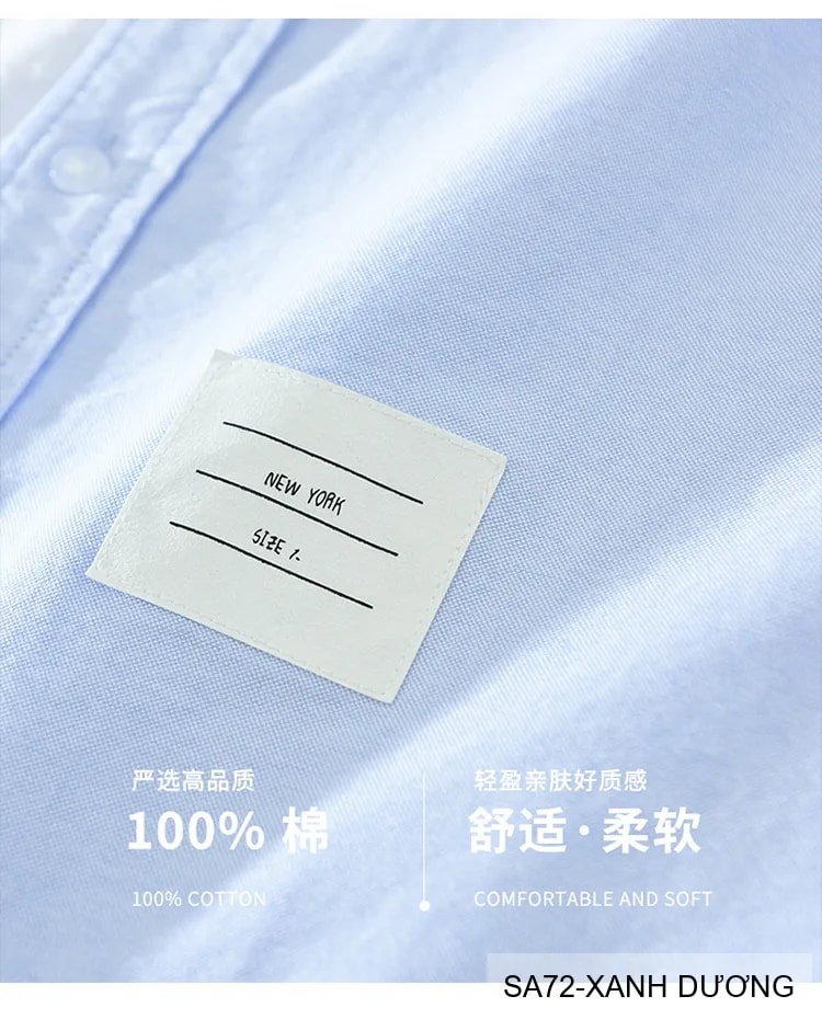 SA72 - Áo sơ mi dài tay phối màu xanh dương trắng phong cách Nhật, form rộng rãi, chất cotton mềm mại - ảnh 13