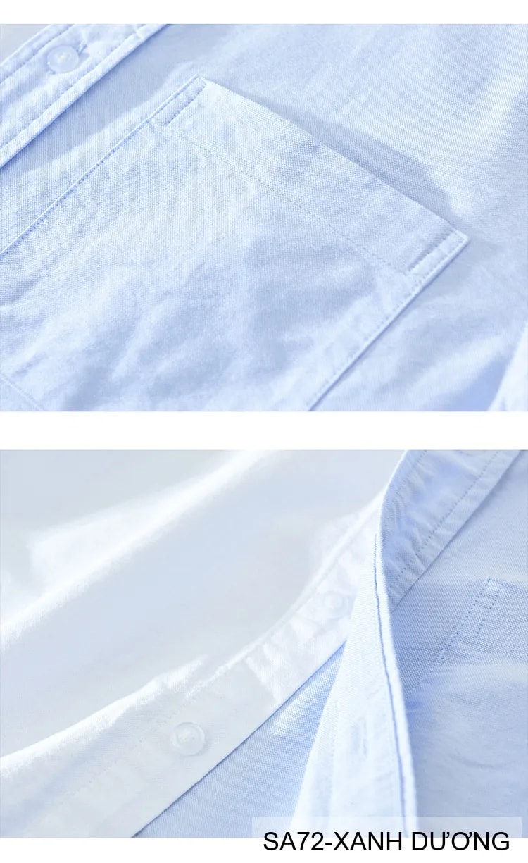 SA72 - Áo sơ mi dài tay phối màu xanh dương trắng phong cách Nhật, form rộng rãi, chất cotton mềm mại - ảnh 18