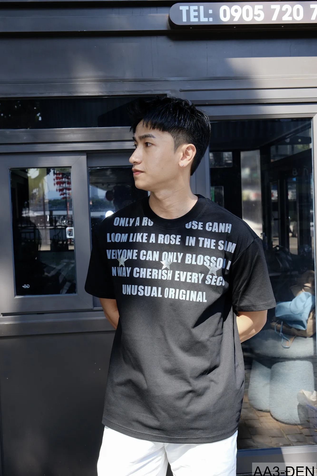 AA3 - Áo thun unisex cổ tròn tay ngắn in chữ retro phong cách streetwear - ảnh 8