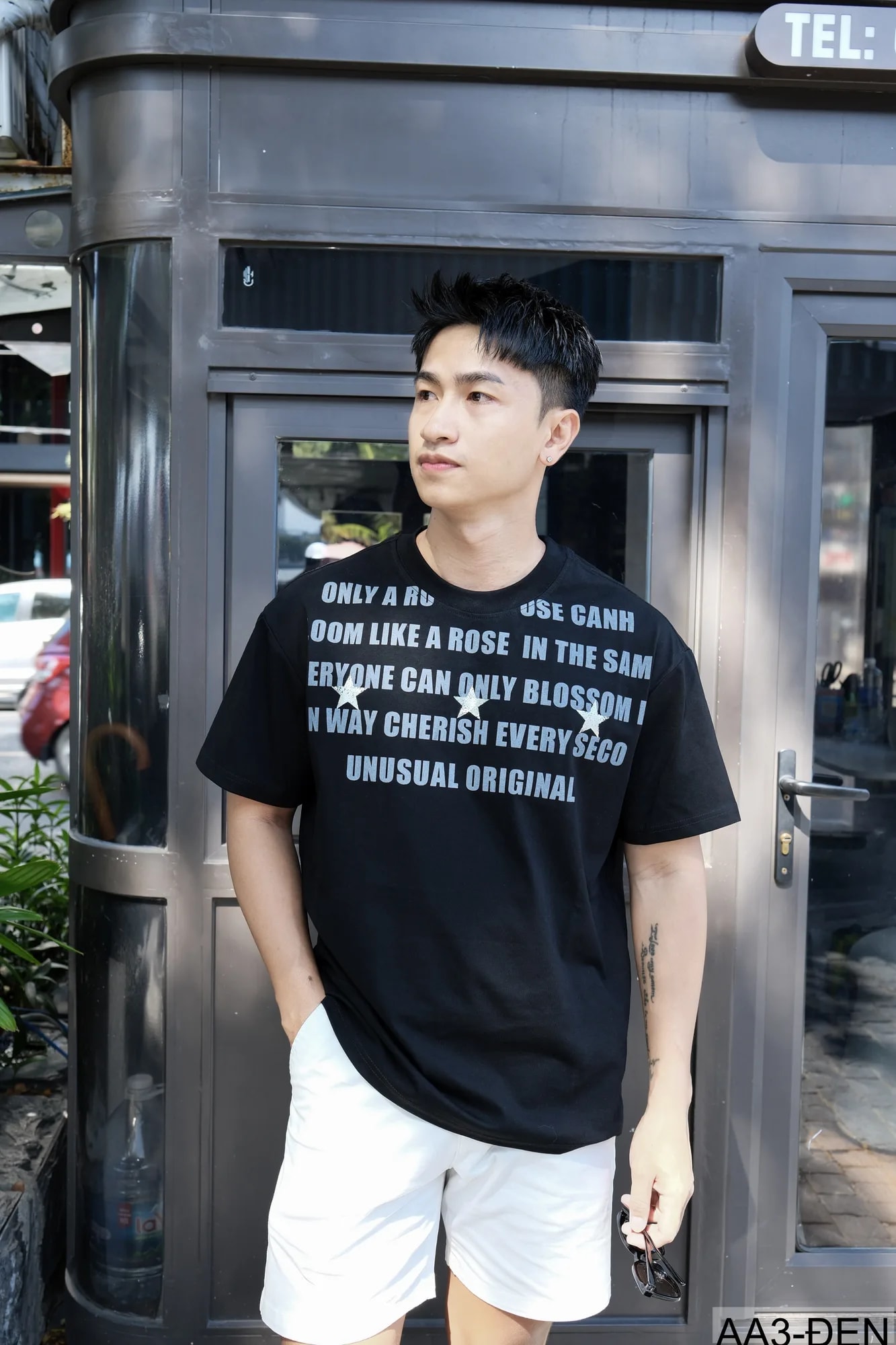 AA3 - Áo thun unisex cổ tròn tay ngắn in chữ retro phong cách streetwear - ảnh 10