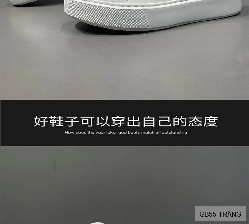 GB55 - Giày thể thao nam đế cao trắng da thật phong cách châu Âu - ảnh 8