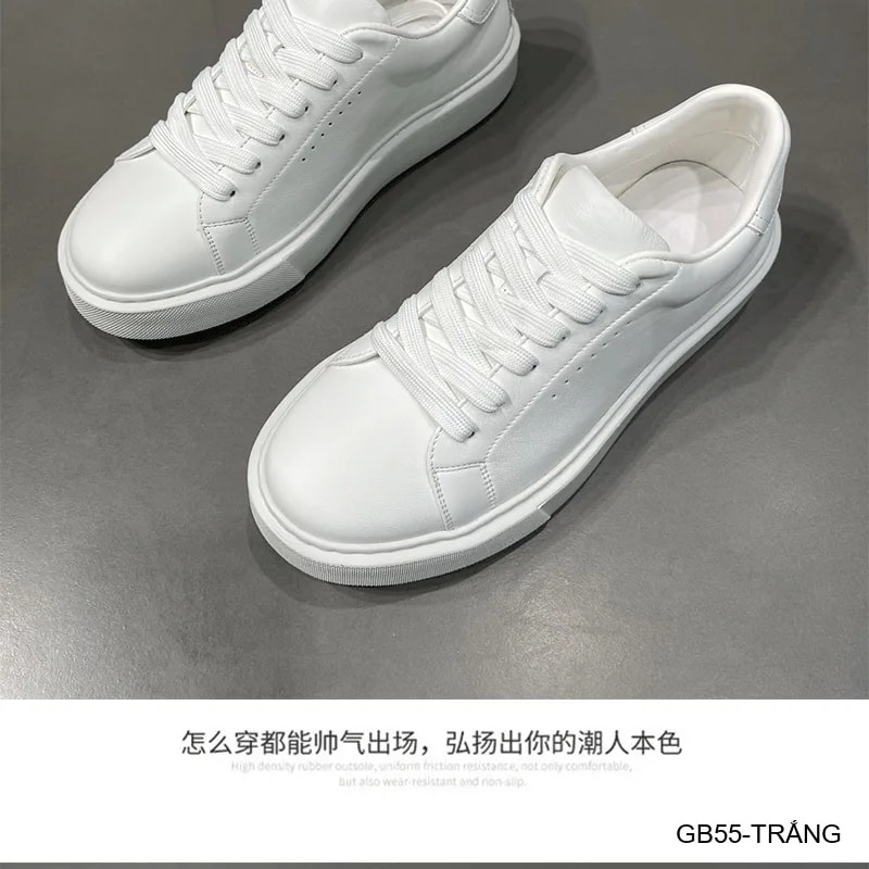GB55 - Giày thể thao nam đế cao trắng da thật phong cách châu Âu - ảnh 10