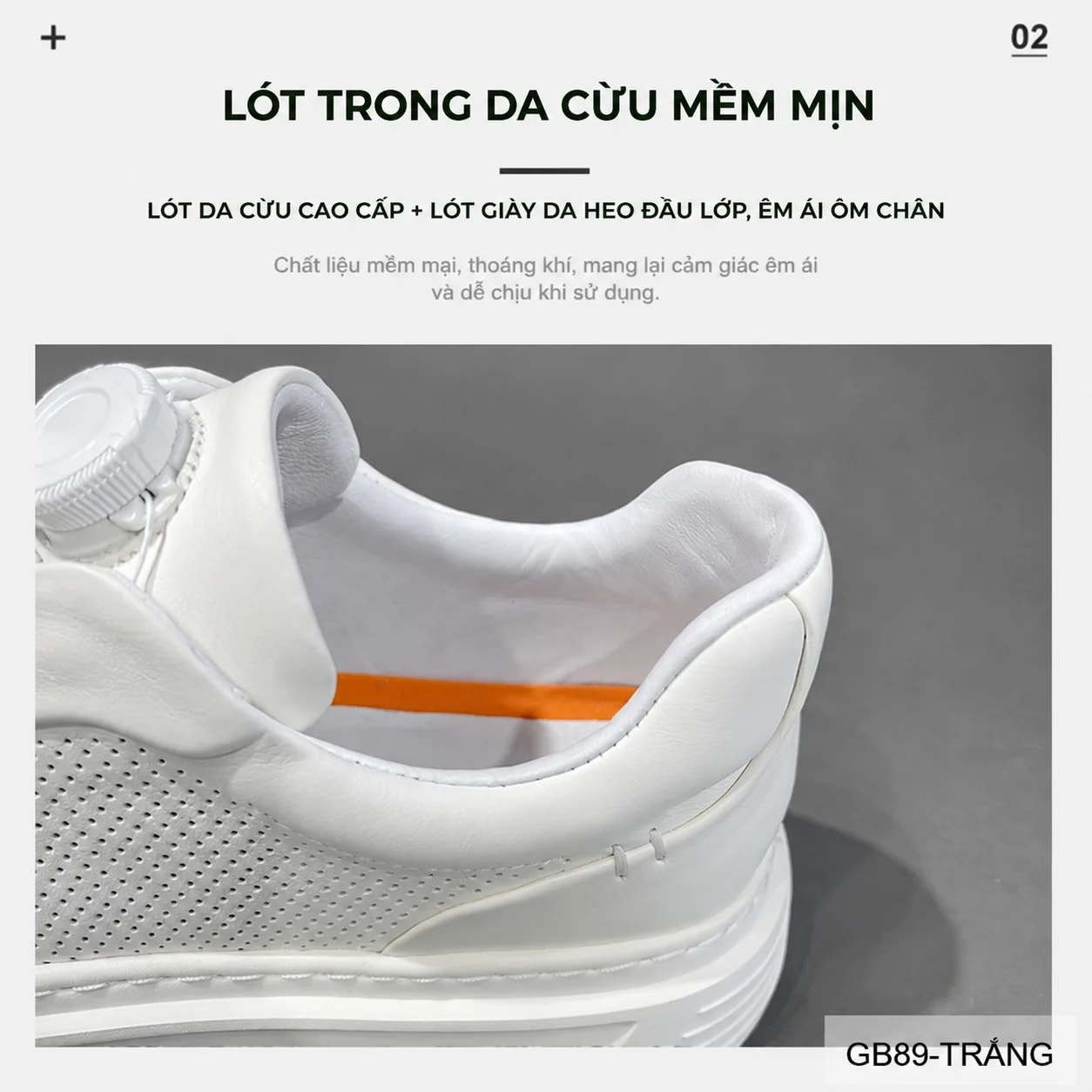 GB89 - Giày da nam trắng phong cách châu Âu, đế dày thoáng khí, dễ phối đồ hàng ngày - ảnh 8