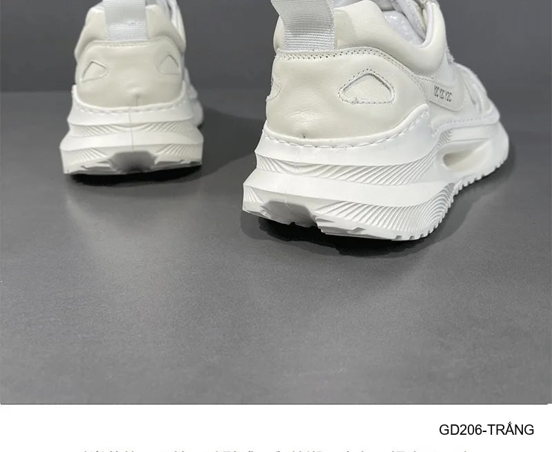 GD206 - Giày nam thể thao đế dày kiểu dad shoes da bò đầu, màu trắng thời thượng - ảnh 12