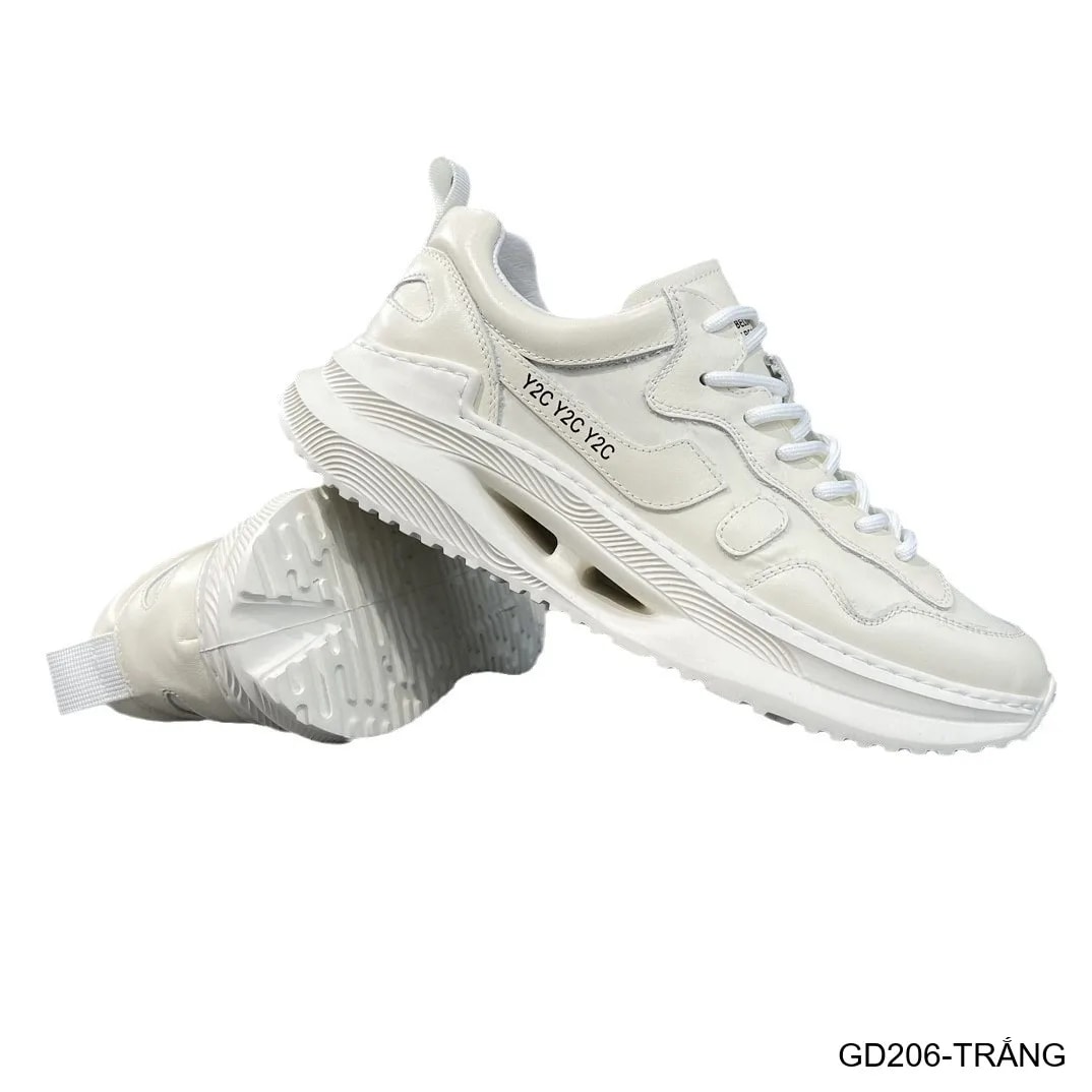 GD206 - Giày nam thể thao đế dày kiểu dad shoes da bò đầu, màu trắng thời thượng - ảnh 6
