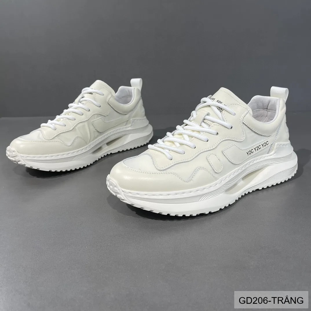 GD206 - Giày nam thể thao đế dày kiểu dad shoes da bò đầu, màu trắng thời thượng - ảnh 4