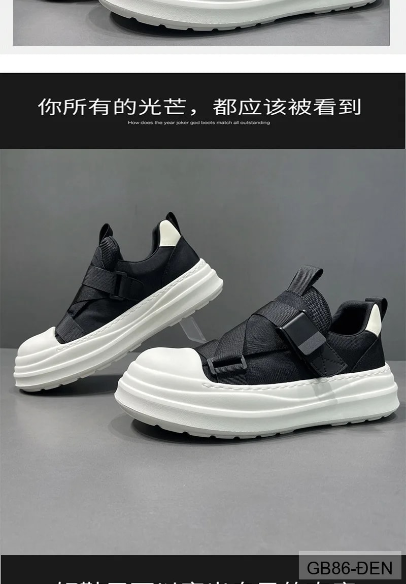 GB86 - Giày vải nam kiểu Hàn, đế dày êm, khóa cài tiện lợi, màu đen trơn, thời trang casual - ảnh 19