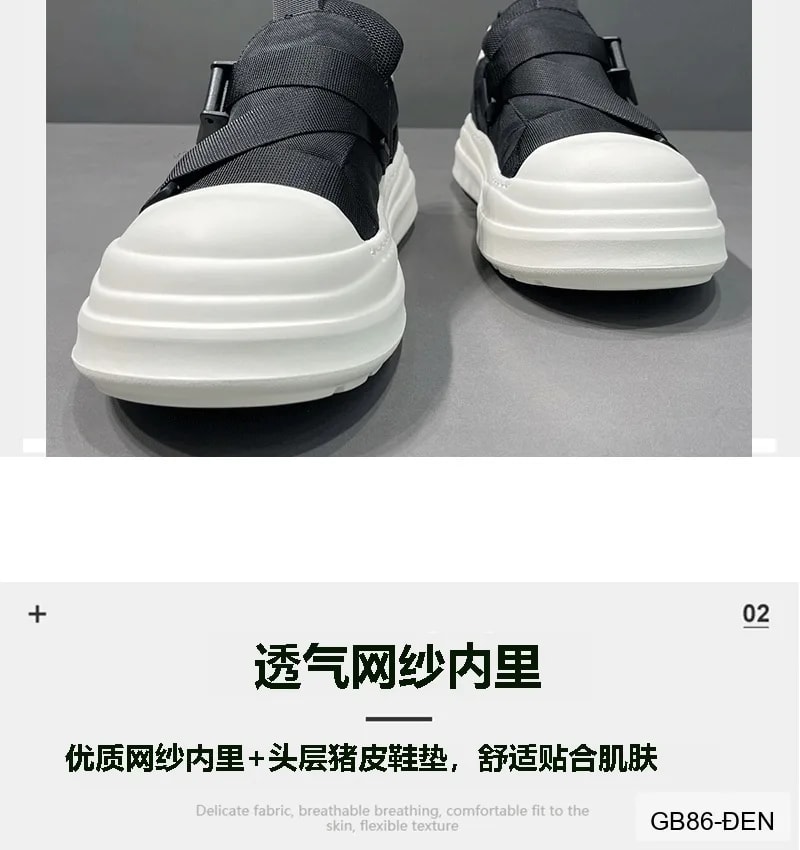 GB86 - Giày vải nam kiểu Hàn, đế dày êm, khóa cài tiện lợi, màu đen trơn, thời trang casual - ảnh 16