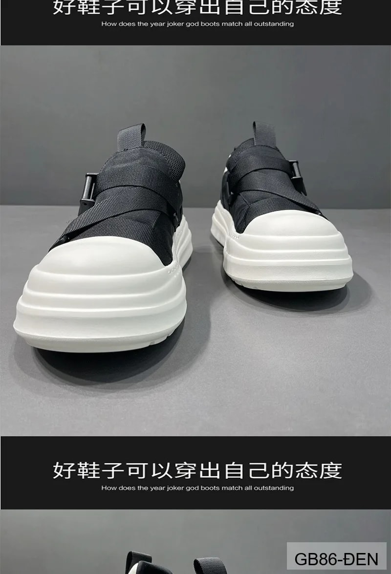 GB86 - Giày vải nam kiểu Hàn, đế dày êm, khóa cài tiện lợi, màu đen trơn, thời trang casual - ảnh 20