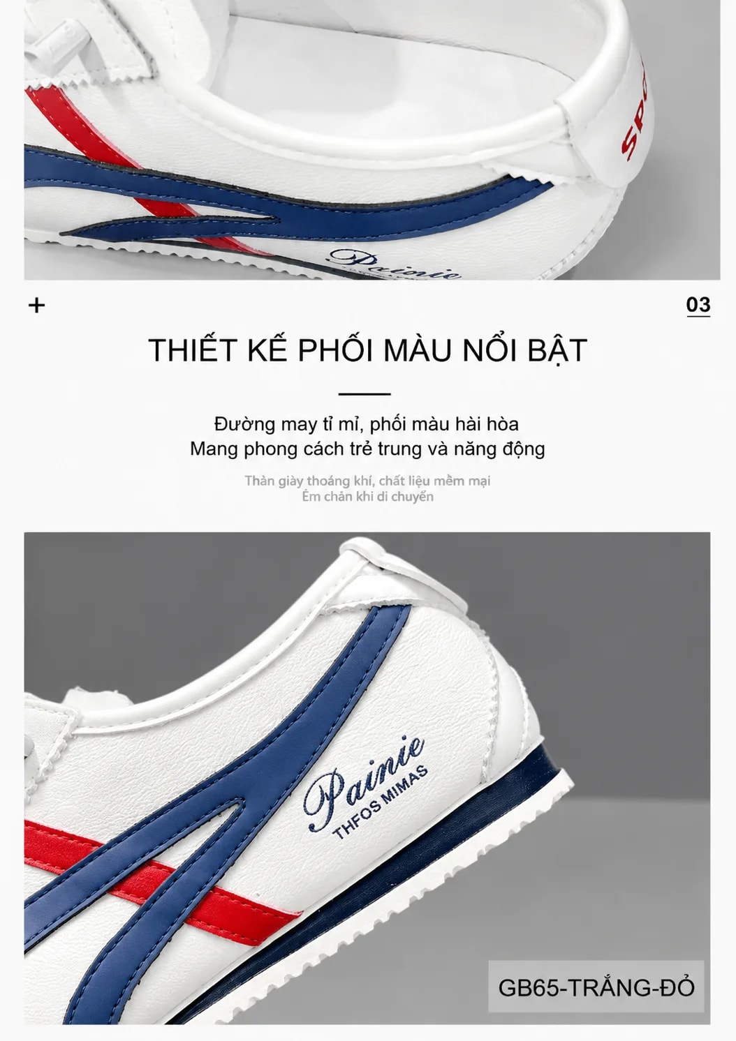 GB65 - Giày nam da bò trắng phối xanh lá đỏ đế mềm phong cách thể thao thanh lịch - ảnh 5