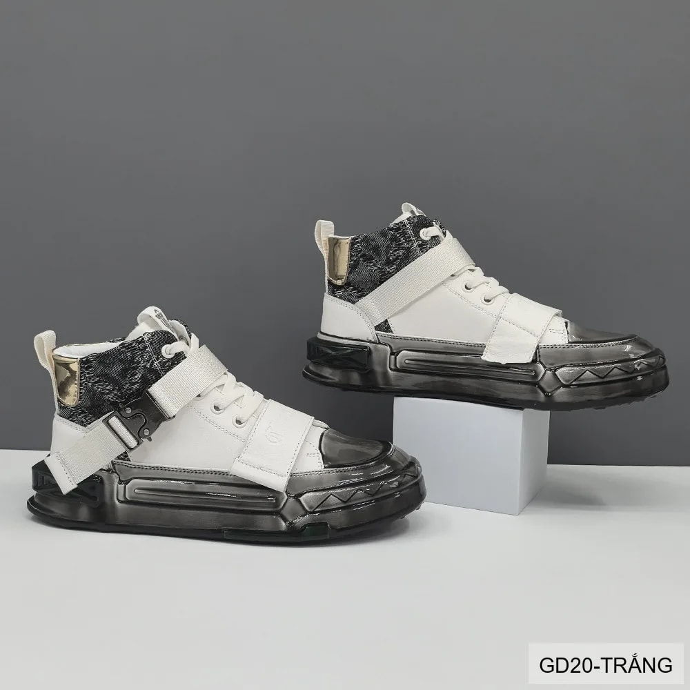GD20 - Giày thể thao nam đế dày cao cổ phong cách retro, tăng chiều cao, thoáng khí, phối màu trắng đen - ảnh 4