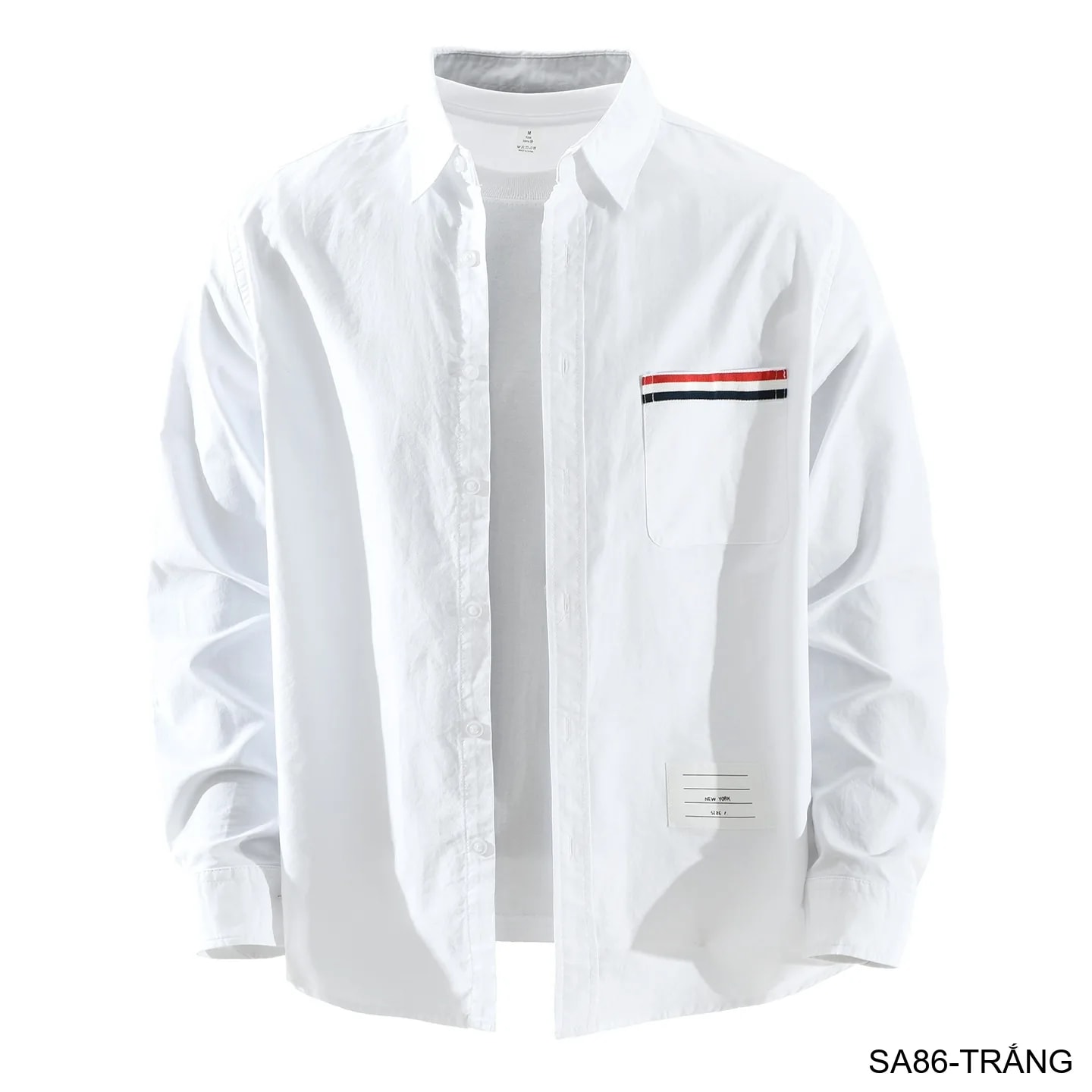 SA86 - Áo sơ mi nam dáng rộng phong cách Nhật, cotton mềm mại, cổ bẻ tay dài, 3 màu Trắng Xanh da trời Xanh hoàng gia - video 1