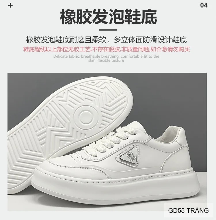 GD55 - Giày thể thao nam da bò thật đế dày trắng thời trang năng động - ảnh 22