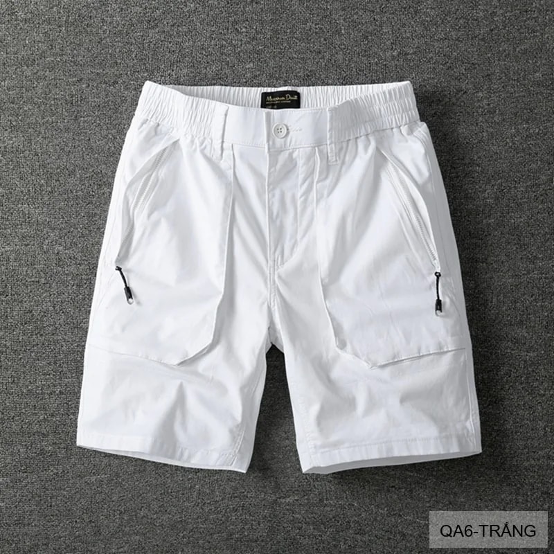 QA6 - Quần short nam dáng rộng phong cách Hàn Quốc, chất cotton thoáng mát, ống đứng, 5 tấc, có túi kéo - ảnh 2