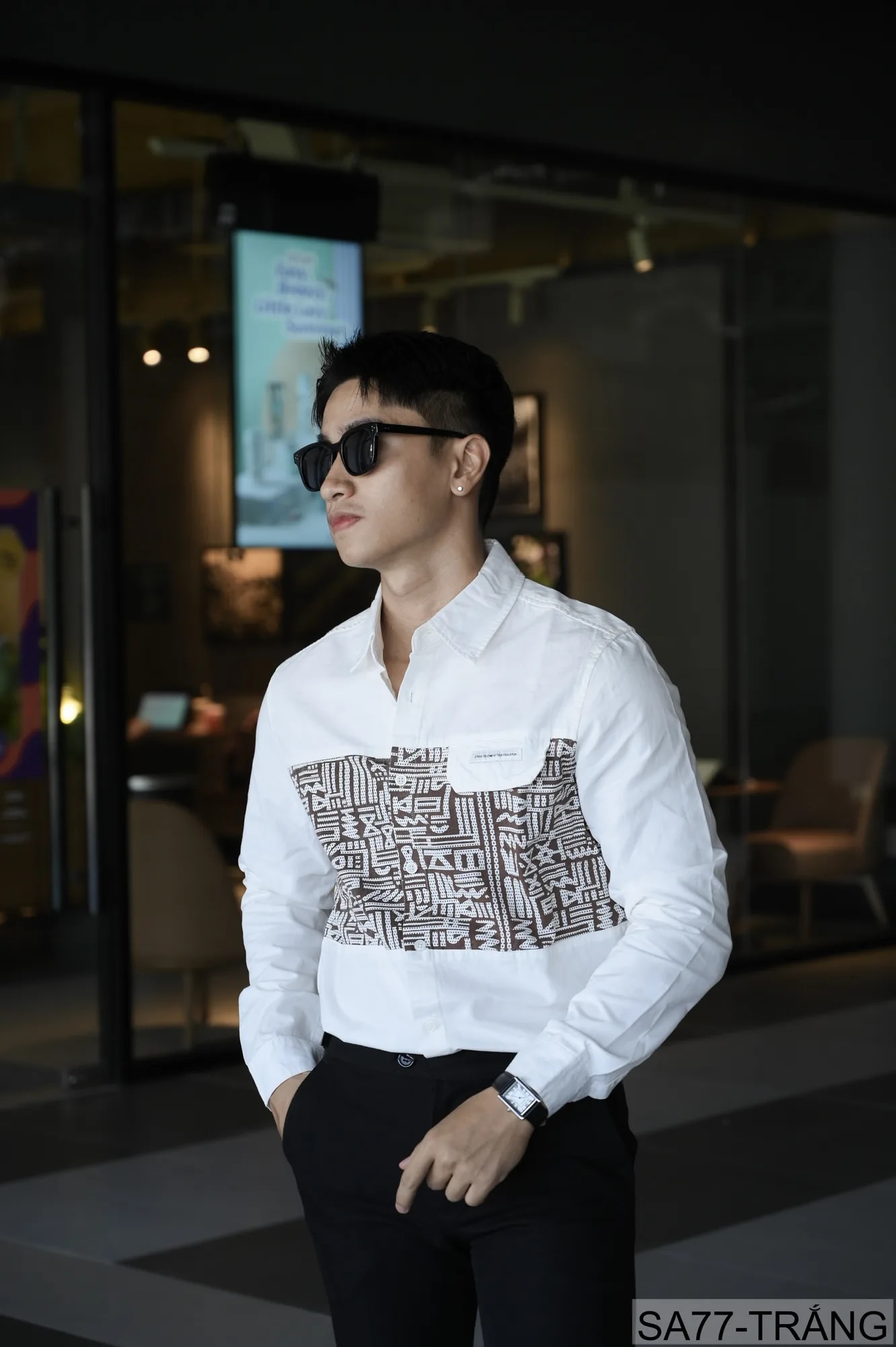 SA77 - Áo sơ mi nam dài tay phong cách Nhật, chất cotton 100%, form rộng thoải mái, họa tiết nghệ thuật độc đáo - ảnh 5
