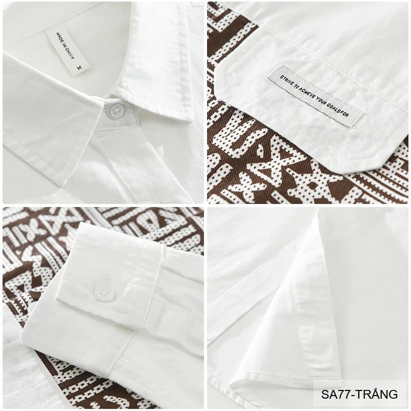 SA77 - Áo sơ mi nam dài tay phong cách Nhật, chất cotton 100%, form rộng thoải mái, họa tiết nghệ thuật độc đáo - ảnh 8