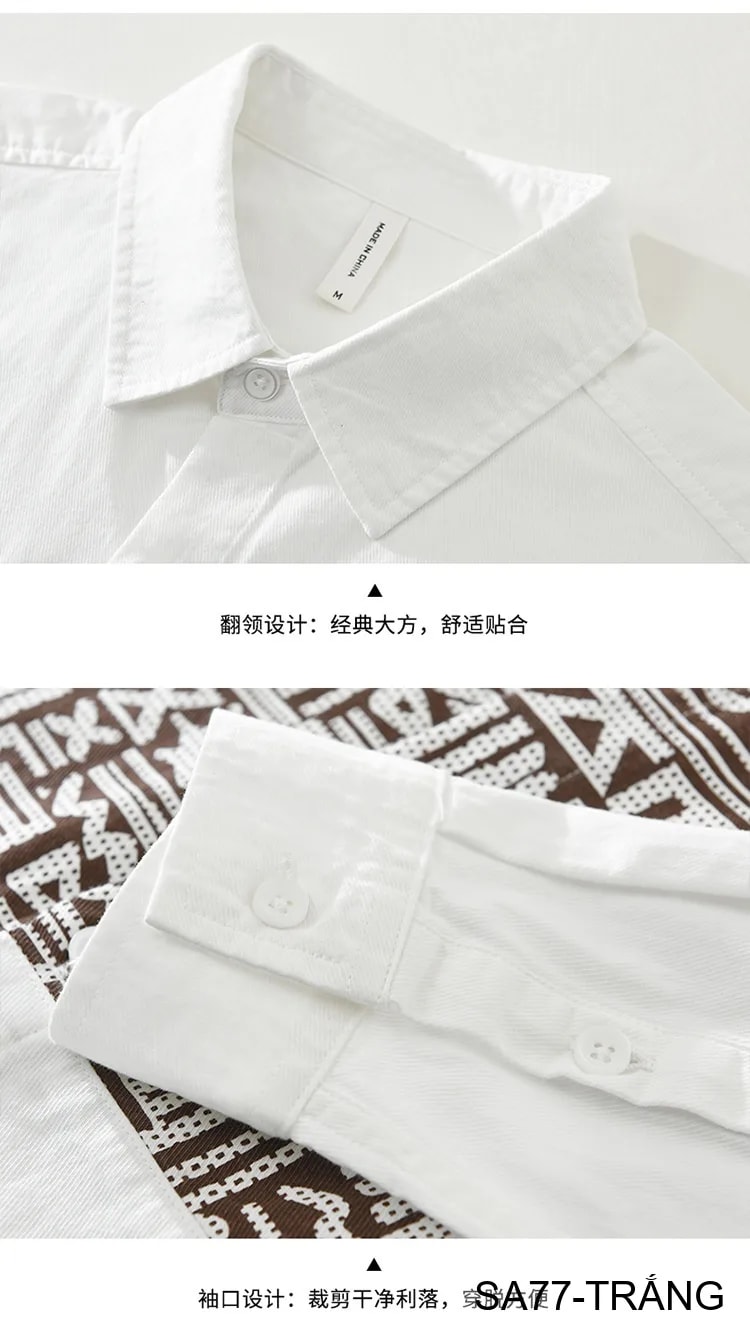 SA77 - Áo sơ mi nam dài tay phong cách Nhật, chất cotton 100%, form rộng thoải mái, họa tiết nghệ thuật độc đáo - ảnh 11