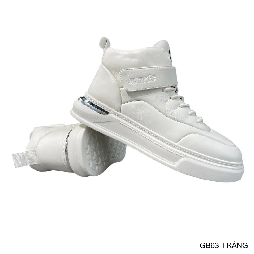 GB63 - Giày thể thao nam cao cổ trắng, đế dày thời trang, da thật mềm êm, phối đồ dễ dàng - ảnh 5