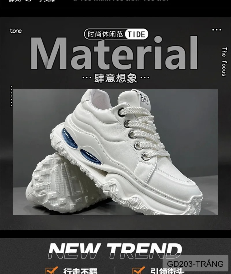 GD203 - Giày nam da bò cao cấp kiểu dad shoes đế dày tăng chiều cao - ảnh 8