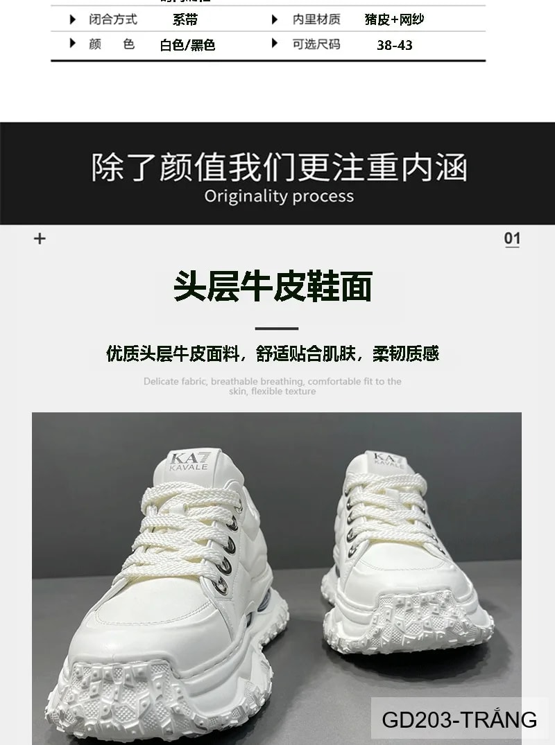 GD203 - Giày nam da bò cao cấp kiểu dad shoes đế dày tăng chiều cao - ảnh 10