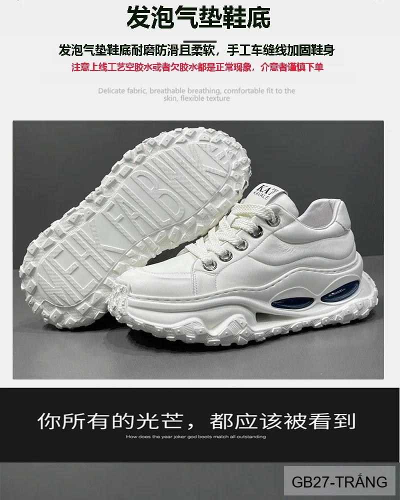 GB27 - Giày nam da bò cao cấp đế dày tăng chiều cao kiểu dad shoes thời trang - ảnh 13