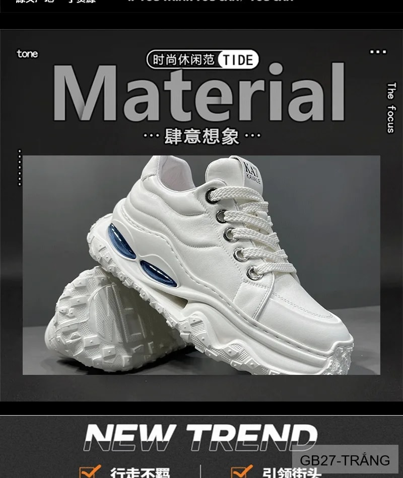 GB27 - Giày nam da bò cao cấp đế dày tăng chiều cao kiểu dad shoes thời trang - ảnh 8