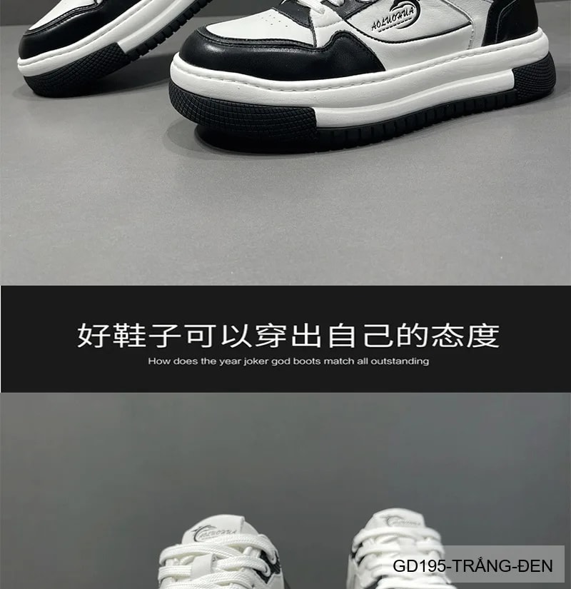 GD195 - Giày nam da bò cao cấp phối màu trắng đen, kiểu dáng thể thao casual thời thượng 2026 - ảnh 13
