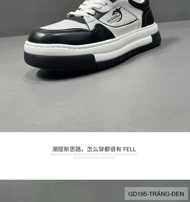 GD195 - Giày nam da bò cao cấp phối màu trắng đen, kiểu dáng thể thao casual thời thượng 2026 - ảnh 6
