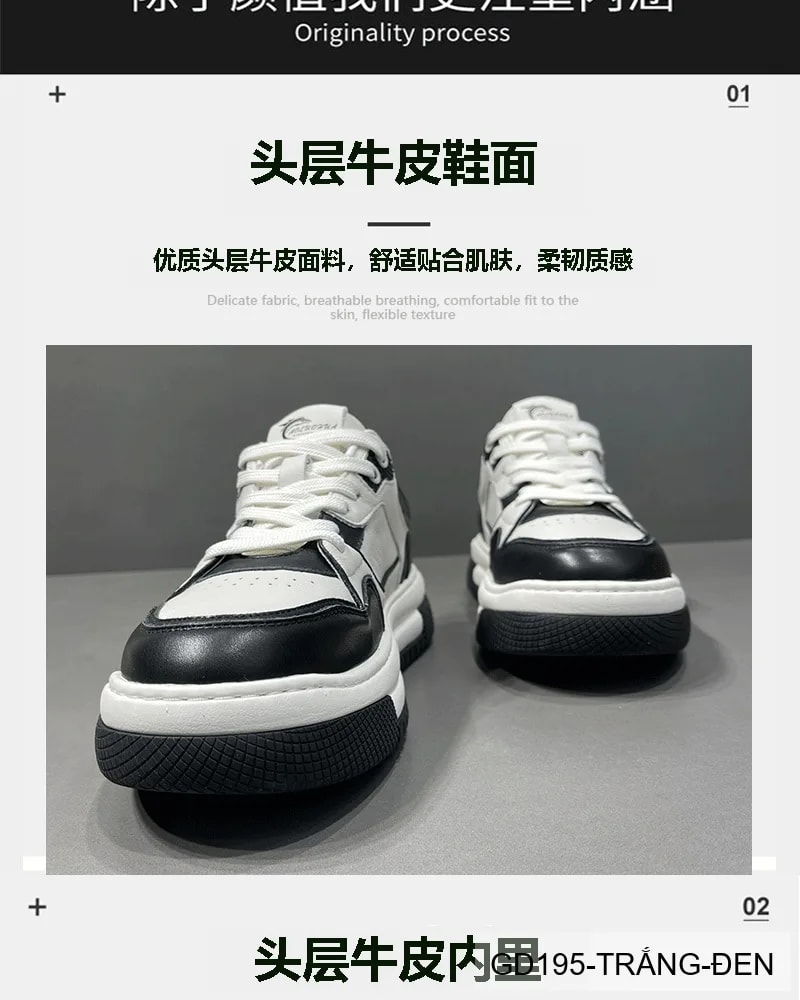 GD195 - Giày nam da bò cao cấp phối màu trắng đen, kiểu dáng thể thao casual thời thượng 2026 - ảnh 10