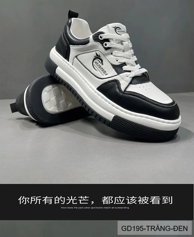 GD195 - Giày nam da bò cao cấp phối màu trắng đen, kiểu dáng thể thao casual thời thượng 2026 - ảnh 8