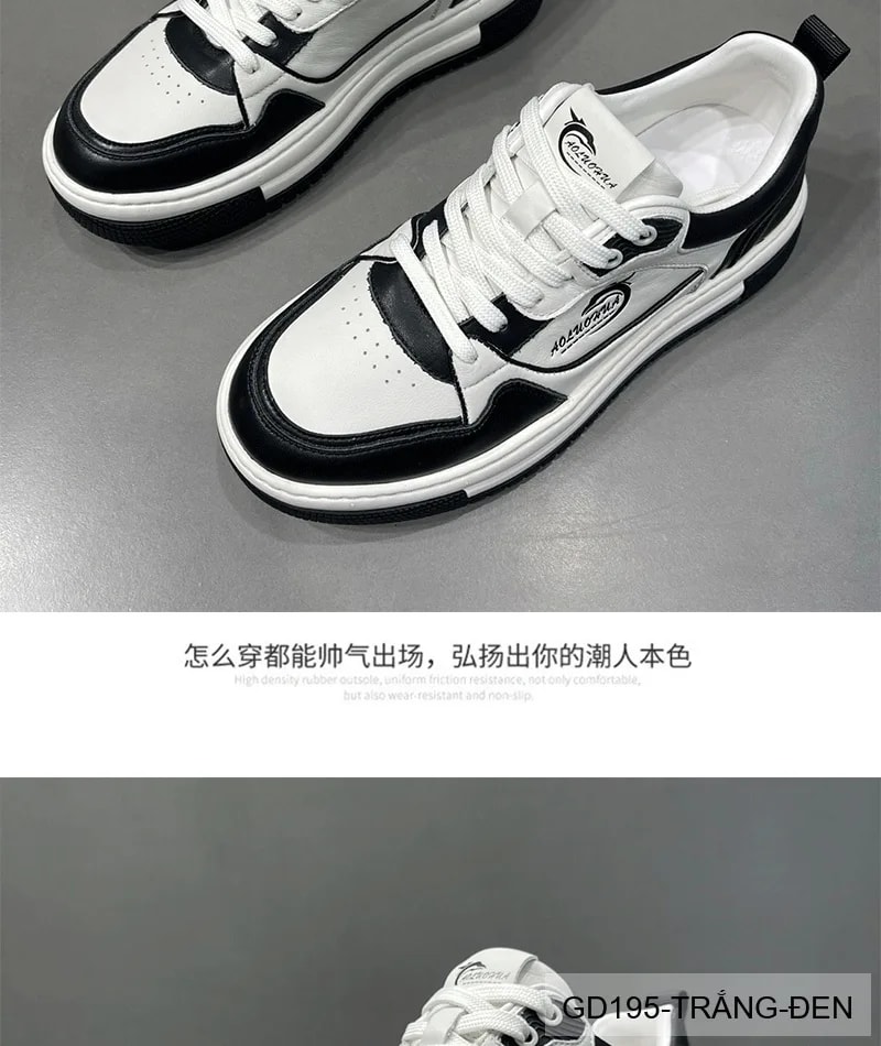 GD195 - Giày nam da bò cao cấp phối màu trắng đen, kiểu dáng thể thao casual thời thượng 2026 - ảnh 5