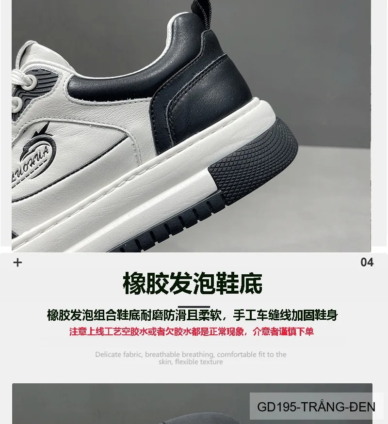 GD195 - Giày nam da bò cao cấp phối màu trắng đen, kiểu dáng thể thao casual thời thượng 2026 - ảnh 11